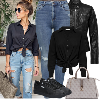 Outfit sa Plava/SvjetloPlava Hlače Traper Tajice/Jeggings/rupa hlača/Hlače s Prorezom Only "Proljetni Outfit"