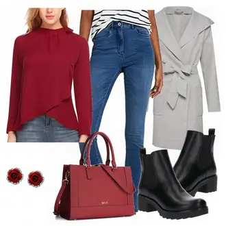 Oversize Kurz Outfit mit Schwarz Chelsea Boot/Lederjacke/Flache Stiefelette/Gummistiefelette About You "Amazon"Look: Uni, Schick, Edel, Coole, Oversize, Techno, Unisex, Wetlook
