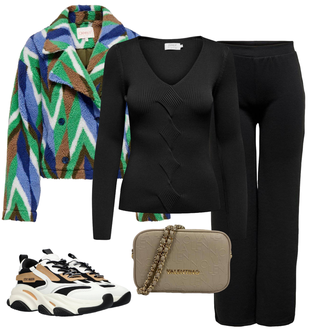 Winter Outfits Casual met beige/bruin Chunky Sneaker/Platte Sneaker Steve Madden "Outfit voor de winter"Look: Casual, Sportief, Buitenshuis, Trendy, Stijl, Comfortabele, Streetwear, Met Metaal, Esthetisch