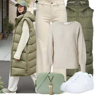 Mollige Outfit mit Dunkelgrün Kleid Große Größe/Parka große Größe Pieces "Frühling outfit"