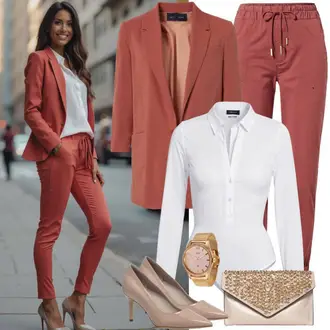 40e verjaardag Gast Outfit met rood/Donkerrood Zomerjas/Regenjas/Blazermantel/Driekwart Mantel/Scuba Mantel/Regenmantel & Functionele Mantel/Geklede Mantel/Midi Mantel/Overgangsmantel/Lichte Mantel/Lange Blazer/Oversized Blazer/Blouse Blazer Only "Zakelijke look voor dames"Look: Opera, Moederdag, Valentijnsdag, Concert, Verjaardag, 70e verjaardag, 40e verjaardag, Vormsel, 60e verjaardag
