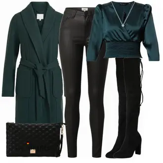Elegante Outfits mit Schwarz/Dunkelgrau/Khaki/Weiß Lederimitathose/Jeggings/Lederlegging/Leggings Lederoptik/Lederhose/Skinny Hose/Treggings Object "Elegantes Winter Outfit"