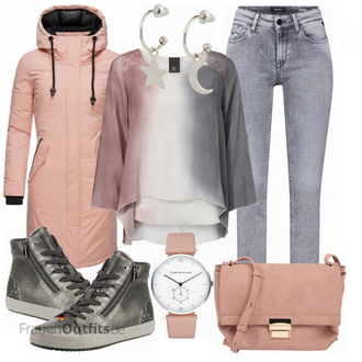 Outfit mit Grau Sneaker Geox "NAVAHOO MANTEL"