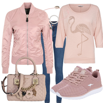 Outfit mit Beige Sneaker Kangaroos "Flamingo"