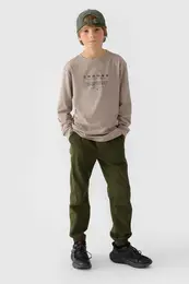 Boys Jogger Casual Pants Plain Khaki 4FJWMM00TTR