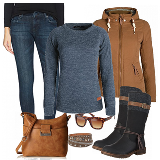 Outfit mit Schwarz/Dunkelblau/Grün/Blau/DunkelGrün/Grau/Hellblau ReitStiefel/WeitschaftStiefel/Herren Lederschuhe/Wattierte Stiefel/Biker Boot/Winter Stiefel/Wasserdichter Stiefel Rieker "Alessandra"