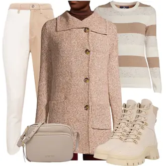Outfit mit Beige Jeans DeFacto "Cooles Alltagsoutfit"