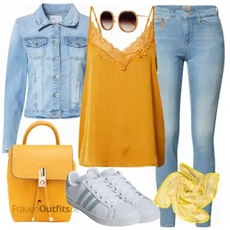 Outfit mit Blau/Hellblau/Braun Lederjacke/High Waist Jeans/Jeans mit Schlitz/Push up Jeans/Schlupfjeans/Leder Schuhe/Herren Lederjacke Only "Farbenfrohe Frühlings Outfits"