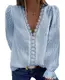 ABINGOO Damen Bluse V-Ausschnitt Spitzen Blusen Elegant Tunika Oberteile Chiffon Bluse Tops Sexy Spitzeblusen Shirts（Blau,M）