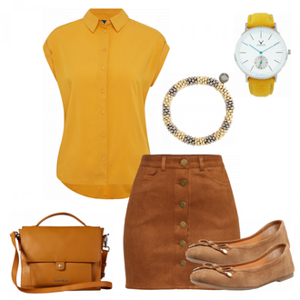 Outfit mit Braun Plateauschuh About You "Selena"