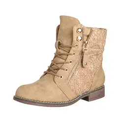 Elara Damen Stiefeletten Worker Boots Spitze Chunkyrayan B9812-KB-Khaki-41