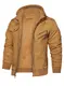 HOOD CREW Herrenjacken Winter Thicken Fleece gefütterte Oberbekleidung Taktische Militär Cargo Jacke mit Kapuze,Khaki,M EU