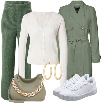 Outfit sa Tamnozelena/Zeleno Samt Hlače/Hlača od Tvida/Hlače od muslina/Samtaste Tajice/Hlače sa Naramenicama od Somota florence by mills exclusive for about you "Lagani proljetni outfiti"