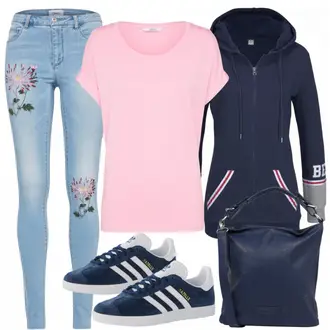 Gazelle Outfit mit Grau Sneaker Adidas Originals "Nadja"