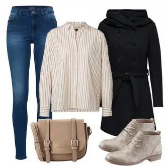 90er Outfit mit Blau/Dunkelblau/Hellblau Jeans Leggings/Jeggings/Push up Jeans/Lederjacke/High Waist Jeans/Leder Schuhe/Winterjacke/Thermojeans/Herren Lederjacke/Schlupfjeans/Jeans mit Schlitz VERO MODA "Stella"Look: Uni, Rad, 90er, Coole, Schön, Old Money, Nahtlos, Schlichte