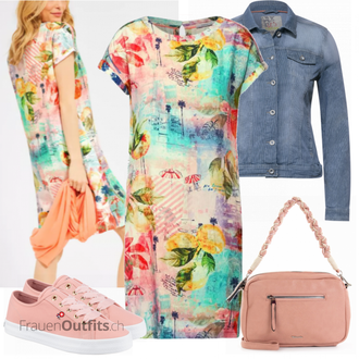 Outfit mit Rosa/Beige/Blau Sneaker Tommy Hilfiger "Modisches Freizeit Outfit"