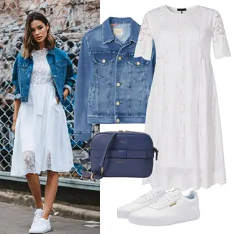 Geburtstag Outfit mit Weiß/Creme/Rosa/Braun Sommerkleid/SkaterKleid/Trägerkleid/Babydoll-Kleid/Spitzenkleid/Spaghettiträger Kleid/Kleid Für Konfirmation/Minikleid/A-Linien Kleid/Fit & Flare Kleid Only "Stylische Kombination für den Frühlings"Look: 40 Geburtstag, 70 Geburtstag, 30 Geburtstag, Bar, Pop Konzert, 18 Geburtstag, Besondere Anlässe, Coachella, Kommunion, Malle, Gartenparty, Festival, Geburtstag, Konzert