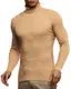 Leif Nelson Herren Strickpullover Warmer Pullover mit Rollkragen Rollkragenpullover für Männer Pulli für Winter Rolli LN2115 M Beige