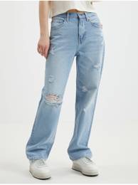 Light blue womens straight fit jeans with torn effect D - Women