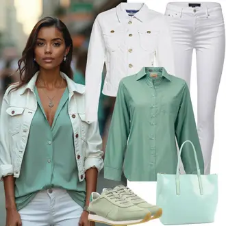 viskóza Outfit sa Kaki/Zeleno/Bež Slip-on Bluza/Bluza Dugih Rukava/Oversize Bluza/Bodija Bluze/Duga Bluza/Poslovna Bluza VERO MODA "Lijepa proljetna odjeća"