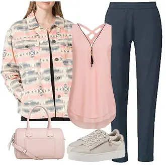 Off Shoulder Outfit mit Rosa SchlupfBluse/Lederjacke/Bluse/ausgefallene tunika/Bluse Oberteil/Elegante Tunika/Ärmellose Bluse VEMOW "Alltagsoutfit"