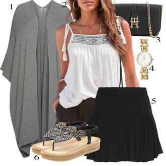 tenues avec Noir Jupe Évasée/Collège Jupe/90s Jupe/Jupe Mini/Jupe Avec Élastique/Jupe Superposée/Jupe Plissée Courte/Jupe Moderne/Jupe Animée/Jupe de Tennis/Jupe Unisexe Lascana "Vêtements d'été"