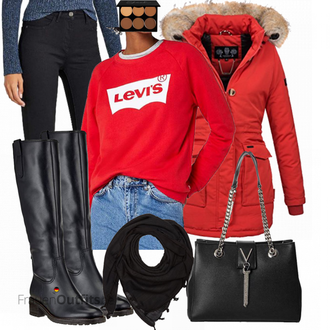Elegant Outfit mit Schwarz Overknee Stiefel/Leder Overknee Stiefel/Kniehoher Stiefel/Langer Stiefel/Flache Overknee Stiefel/Reitstiefel Gabor "Levis Pullover"Look: Western, Premium, Wetlook, Oversize, Elegant, 20er Jahre, Classic, Unisex, Feine