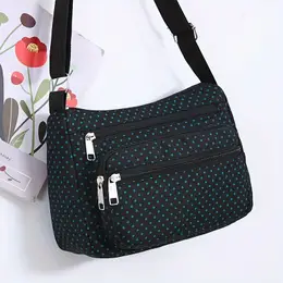 Elegant Purple Polka Dot Nylon Tote Bag - Large Capacity, Adjustable Strap, Zippered Compartments, Casual Shoulder & Crossbody Bag For Women
