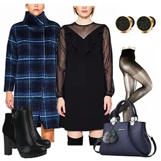Mit Fransen Outfit mit Schwarz Lederjacke/Stiefel Mit Reißverschluss/High Heels Stiefel/Plateaustiefelette/Leder Stiefelette/Gefütterte Stiefelette/Klassische Stiefelette Stiefelparadies "prettyblue"