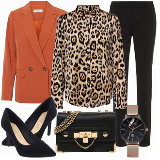 Outfit mit Blau High Heel Buffalo "Leopard"