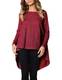 Blooming Jelly Damen Oversize Pullover O Hals Langarm Top Asymmetrische High Low Hem Knit Sweatshirt (Rot, M=EU 40)