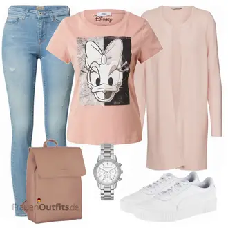 Outfit mit Blau/Hellblau/Braun Lederjacke/High Waist Jeans/Jeans mit Schlitz/Push up Jeans/Schlupfjeans/Leder Schuhe/Herren Lederjacke Only "Super für die Freizeit"