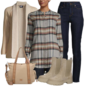 spitze Outfit mit Beige/Braun/Khaki Stiefel Chelsea Boot/Gefütterte Stiefelette/Klassischer Stiefel/Flache Stiefelette/Lederjacke/GummiStiefelette Bullboxer "Perfekt für den Herbst"
