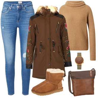 Gefütterte Outfit mit Stiefel UGG "Brauner Alltagslook"