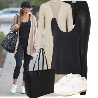 Outfit sa Bijela/Bež/Krem/Plava/Kaki Vintage tenisica/Skate cipela/Tanka tenisica/Niska Tenisica/Rupičasta tenisica/Ljetna tenisica/Kožna tenisica Nike Sportswear "Moderan look za proljeće"