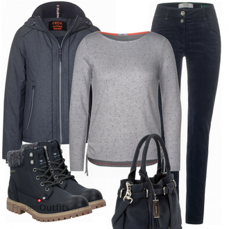 Outfit mit Schwarz Stiefel Tom Tailor "Auffälliger Look für den Herbst"
