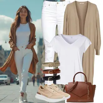 Sexy outfity Sportovní s Bílá/Béžová/Zlatý Nízká Teniska/Úzká teniska/Letní tenisky/Kožené tenisky Adidas "Volnočasový outfit"Look: Sportovní