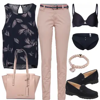Outfit mit Blau Hausschuh Sioux "Ira"