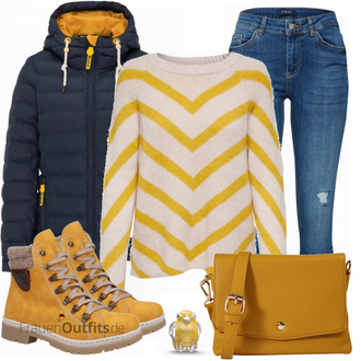 Outfit mit Gelb Stiefel Rieker "Rieker"