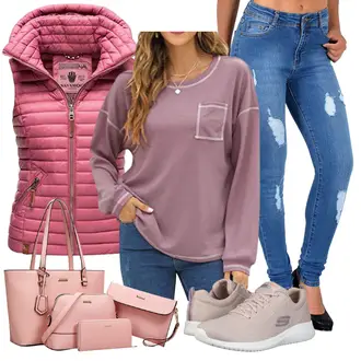 Ultra Flex Outfit mit Rosa/Grau Skechers "Trendiges Herbst Outfit"