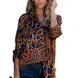 Frauen Tops Shirts Leopard-Druck-lose Langarmhemd Süß und niedlich (Color : Khaki, Size : M)