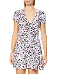 Tommy Jeans Damen Tjw Fit Flare Bedrucktes Kleid, Navy Camo Floral Print, XXS