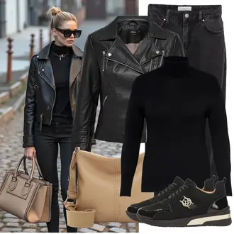 Comfort Outfit met zwart Veterschoen/Veterschoen/Leren Sneaker/Lage Sneaker/Skateschoen/Vintage Sneaker Kazar "Lichtgewicht Outfit"