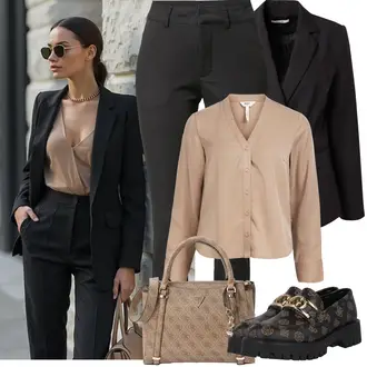Párty Outfit s Béžová/Hnědá Halenkový Top/Saténová Halenka/Blůza s knoflíčkem/Halenka se Stojatým Límcem/Halenkové Body/Hedvábná Halenka/Businessová Halenka/Halenka s Dlouhým Rukávem/Crash blůza/Otevřená Halenka Object "Jarní Outfit"Look: Bar, Banka, Svátek cukru, Biřmování, Galavečer, Párty, Den na pláži, Koncert, Chatky, Den matek, Škola, Zvláštní příležitosti, 40. narozeniny