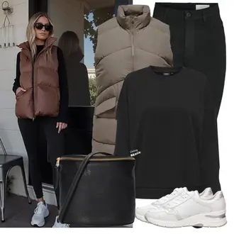 Outfit met zwart 2-in-1 Trui/Basic Trui/Dames Trui/Fijn Gebreide Trui/Fleece Trui/Trui met rits/Sportieve sweatshirt/Lederen Jas/Fleece-sweatshirt Only "Lichtgewicht Outfit"