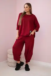 Kesi Woski Cotton sweatshirt pants set burgundy