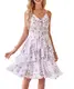 GRACE KARIN Damen Ärmellos Bohokleid Vestellbare Schultergute Sommerkleid Bulmen Chiffon Midi-Kleider leicht mit Schleife schönes Design M Hellviolette Blüte