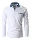 GHYUGR Poloshirts Herren Basic Langarm Baumwolle Polohemd Denim Nähen Golf T-Shirt S-XXL,Weiß,M