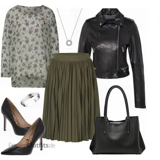 Outfit mit Schwarz/Dunkelgrau Mantel/Bikerjacke/Crop Jacke/Kurzjacke/KunstLederjacke/Leder Bomberjacke/Lederjacke/Vintage Lederjacke Oakwood "Sam Edelman"