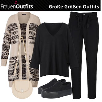 Outfit mit Schwarz Plateau-Sneaker/Skateschuh/Turnschuh ohne Schnürsenkel About You "Plus Size Mode"